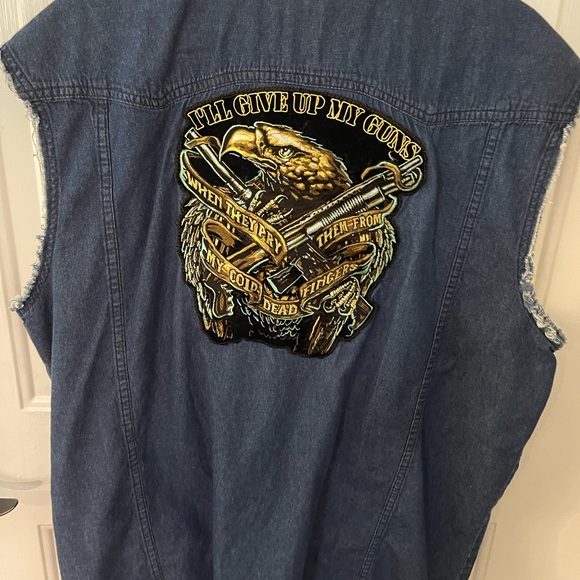 Biker Vest, Pearl snap button on front and pockets. SZ XL Denim - Picture 1 of 3